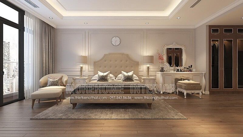 Người lớn có thể có một phòng ngủ thoải mái hơn với một giường ngủ bọc nỉ khung gỗ tự nhiên cao cấp.