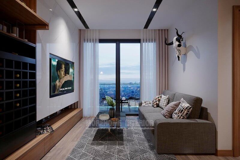 Sofa bọc vải hiện đại màu ghi xám sang trọng