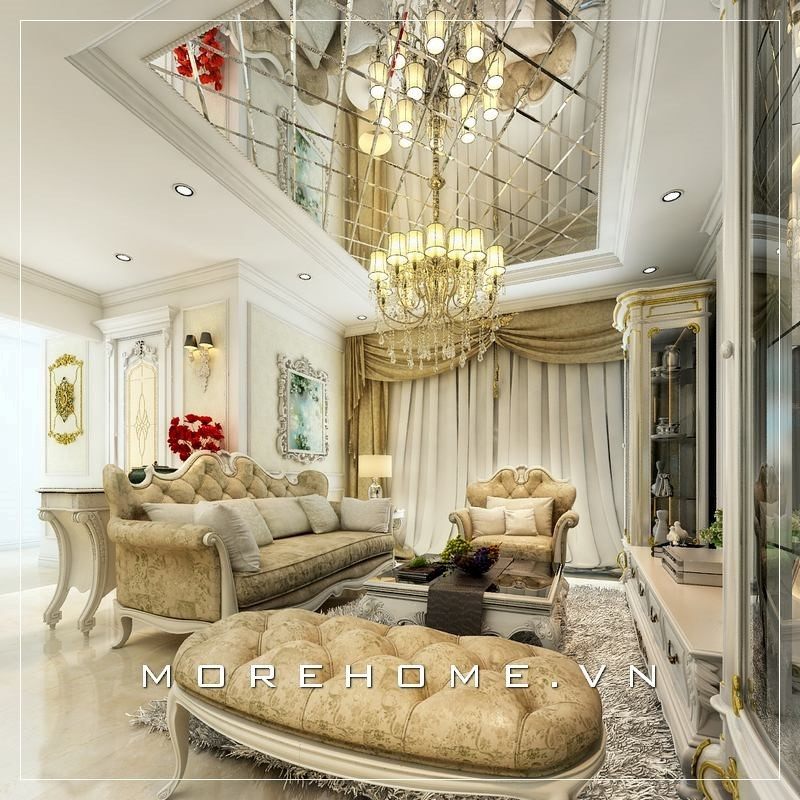 Bộ ghế sofa mang kiểu dáng thiết kế tân cổ điển góp phần giúp không gian phòng khách trở nên đẳng cấp và ấn tượng hơn trong mắt người nhìn.