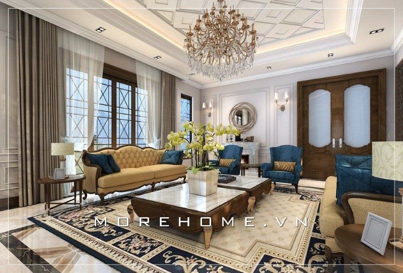 Thiết kế phòng khách biệt thự đẹp, sang trọng góp phần tô điểm thêm giá trị cho tổ ấm của gia đình.