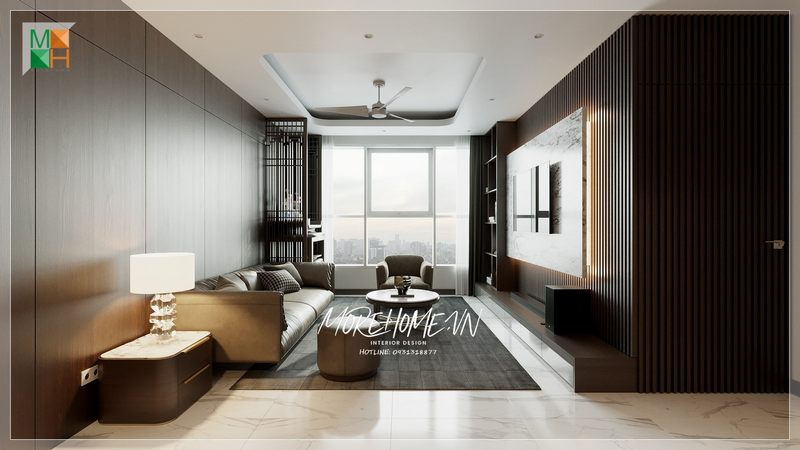 Tab gỗ tự nhiên mặt đá trắng hiện đại đặt đèn tô điểm trang trí cho không gian thêm tiện nghi.